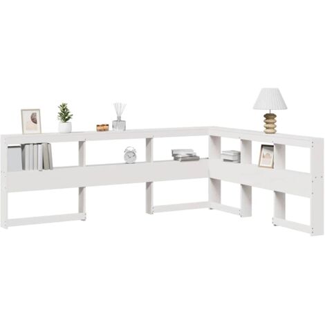 Bookcase Headboard L-Shaped White 140 cm Solid Wood Pine vidaXL (1/5)
