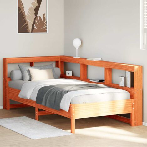 Bookcase Bed without Mattress Wax Brown 75x190 cm Solid Wood Pine vidaXL (1/5)