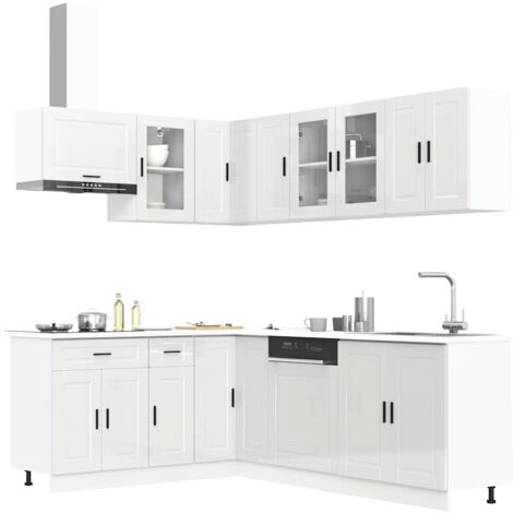 11 Piece Kitchen Cabinet Set Porto Gloss White Engineered Wood vidaXL (1/5)