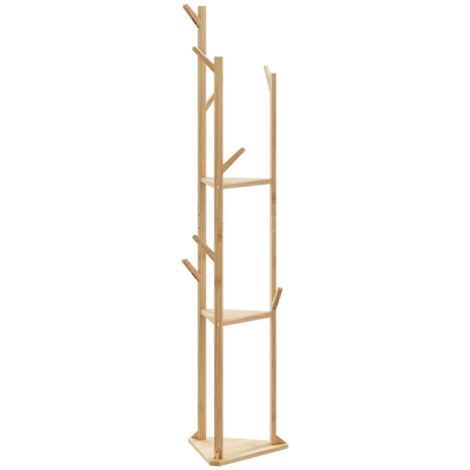 Coat Stand Bamboo Shelf With Hooks Coat Stand With Hooks And