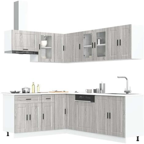 11 Piece Kitchen Cabinet Set Porto Grey Sonoma Engineered Wood vidaXL