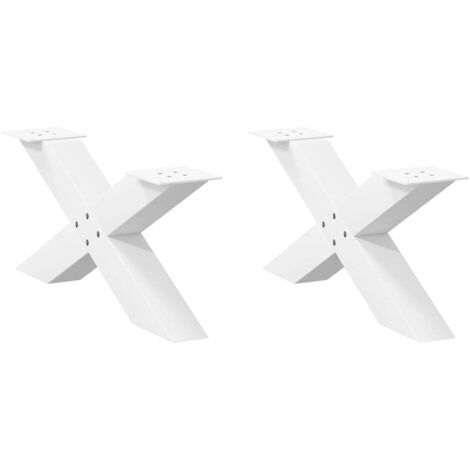 Coffee Table Legs X-Shaped 2 pcs White 70x(30-31) cm Steel vidaXL