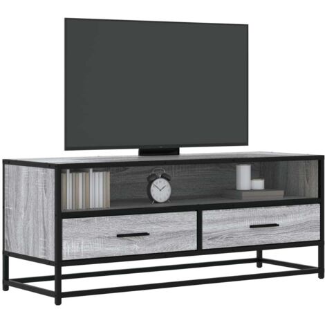 TV Cabinet Grey Sonoma 100x34.5x40 cm Engineered Wood and Metal vidaXL (1/5)