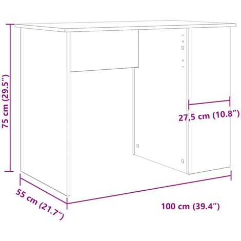 Desk Old Wood 100x55x75 cm Engineered Wood vidaXL