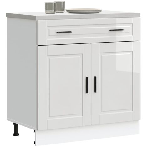 Kitchen Base Cabinet Porto High Gloss White Engineered Wood vidaXL