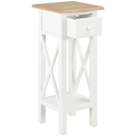 Side Table White 27x27x65.5 cm Wood vidaXL