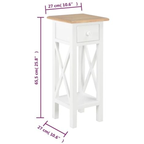 Side Table White 27x27x65.5 cm Wood vidaXL