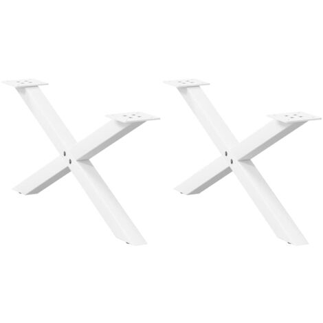 Coffee Table Legs X-Shaped 2 pcs White 70x(30-31) cm Steel vidaXL