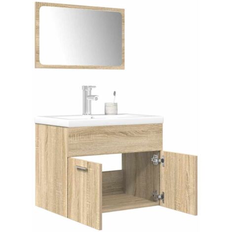 3 Piece Bathroom Furniture Set Sonoma Oak Engineered Wood vidaXL (1/5)
