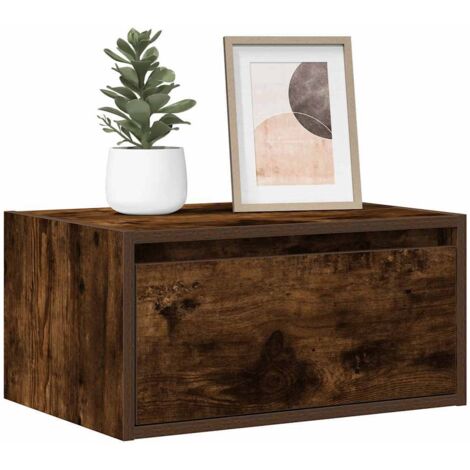 Wall-mounted Bedside Cabinet with LED Lights Smoked Oak vidaXL (1/5)