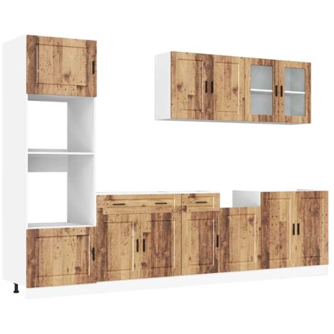 7 Piece Kitchen Cabinet Set Porto Old Wood Engineered Wood vidaXL