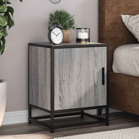 Bedside Cabinet Grey Sonoma 40x31x50 cm Engineered Wood and Metal vidaXL (1/5)