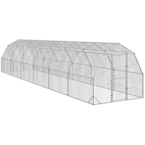Chicken Run 2.5x12x2.25 m Galvanised Steel vidaXL