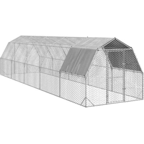 Chicken Run with Roof 2.5x10x2.25 m Galvanised Steel vidaXL