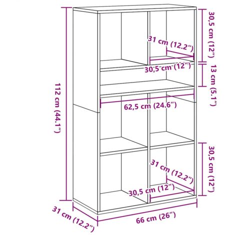 Book Cabinet Smoked Oak 66x31x112 cm Engineered Wood vidaXL