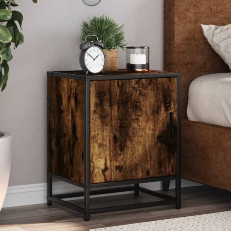 Bedside Cabinet Smoked Oak 40x31x50 cm Engineered Wood and Metal vidaXL (1/5)