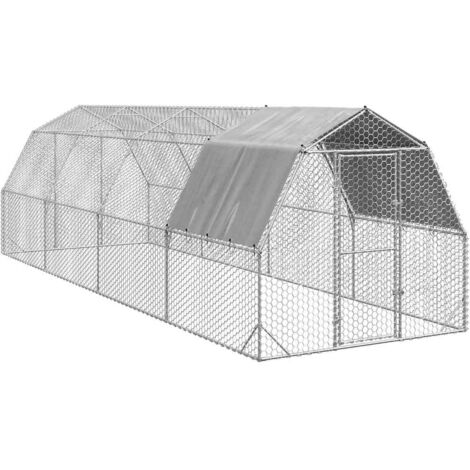 Chicken Run with Roof 2.5x8x2.25 m Galvanised Steel vidaXL