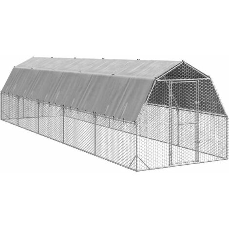 Chicken Run with Roof 2.5x10x2.25 m Galvanised Steel vidaXL