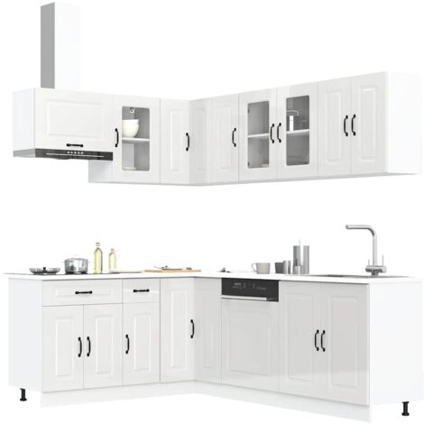 11 Piece Kitchen Cabinet Set Kalmar Gloss White Engineered Wood vidaXL (1/5)