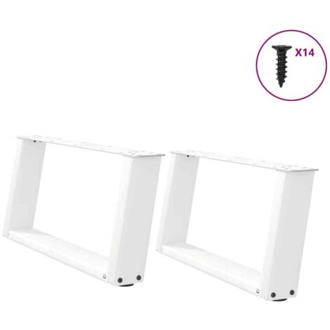Coffee Table Legs U-Shaped 2 pcs White 70x(30-31) cm Steel vidaXL