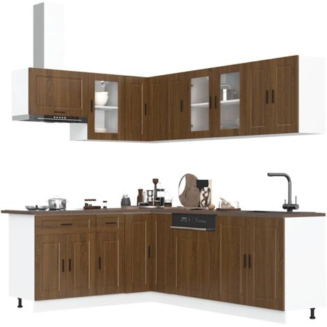 11 Piece Kitchen Cabinet Set Porto Brown Oak Engineered Wood vidaXL (1/5)