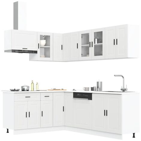 11 Piece Kitchen Cabinet Set Porto White Engineered Wood vidaXL