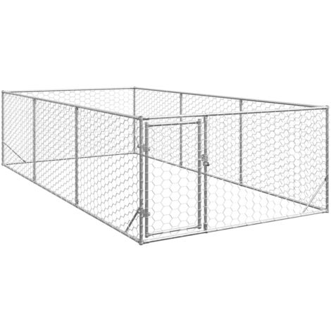 Outdoor Dog Kennel with Door 2x4x1 m Galvanised Steel vidaXL