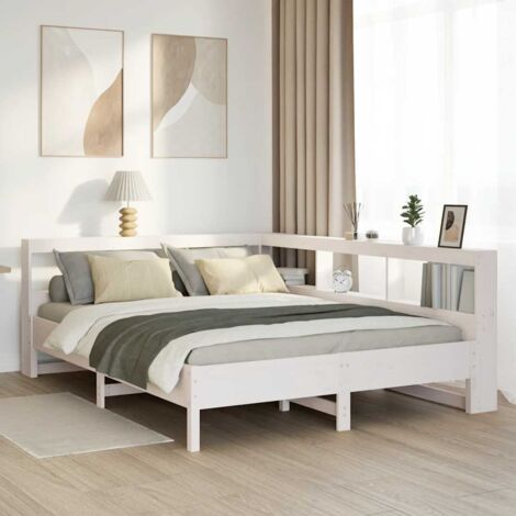 Bookcase Bed without Mattress White 140x190 cm Solid Wood Pine vidaXL (1/5)