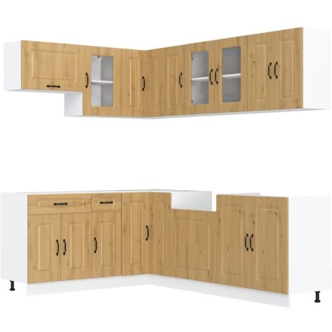 11 Piece Kitchen Cabinet Set Kalmar Artisan Oak Engineered Wood vidaXL