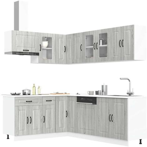 11 Piece Kitchen Cabinet Set Kalmar Grey Sonoma Engineered Wood vidaXL