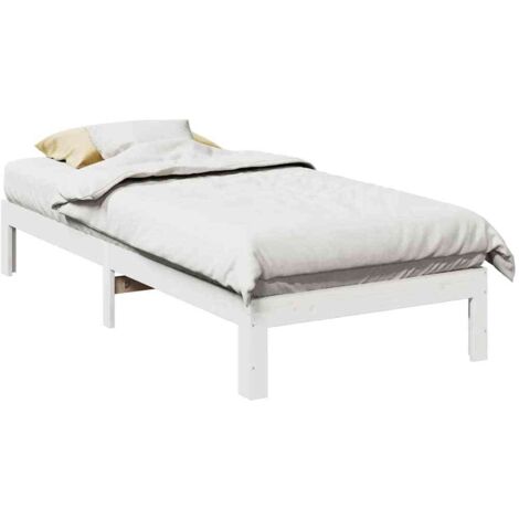 Bed Frame without Mattress White 90x200 cm Solid Wood Pine vidaXL (1/5)