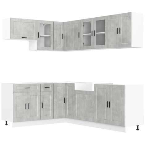 11 Piece Kitchen Cabinet Set Porto Concrete Grey Engineered Wood vidaXL