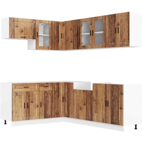 11 Piece Kitchen Cabinet Set Porto Old Wood Engineered Wood vidaXL