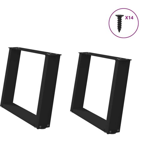 Coffee Table Legs U-Shaped 2 pcs Black 70x(42-43) cm Steel vidaXL
