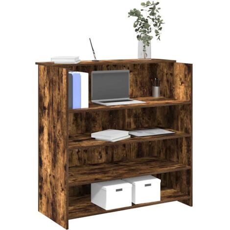 Reception Desk Smoked Oak 100x50x103.5 cm Engineered Wood vidaXL