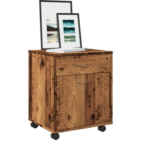 Rolling Cabinet Old Wood 45x38x54 cm Engineered Wood vidaXL