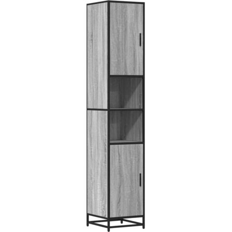 Bathroom Cabinet Grey Sonoma 35x37.5x188.5 cm Engineered Wood and Metal vidaXL
