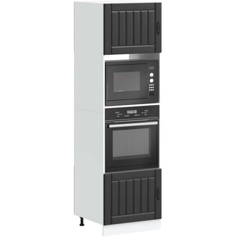 Oven Cabinets 2 pcs Lucca Black Engineered Wood vidaXL