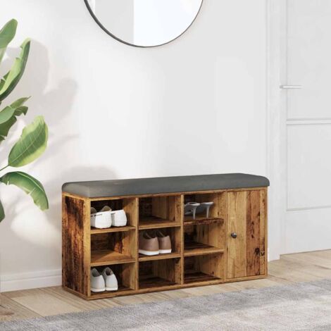 Shoe Bench Old Wood 102x32x50 cm Engineered Wood vidaXL (1/5)