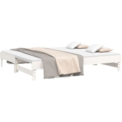 Pull-out Day Bed without Mattress White 2x(80x200) cm vidaXL