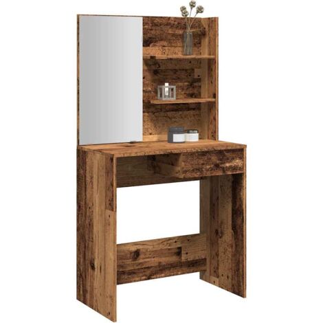 Dressing Table with Mirror Old Wood 74.5x40x141 cm vidaXL