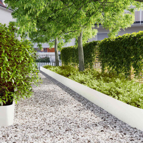 Lawn Edgings 10 pcs White 25x103 cm Cold-rolled Steel vidaXL