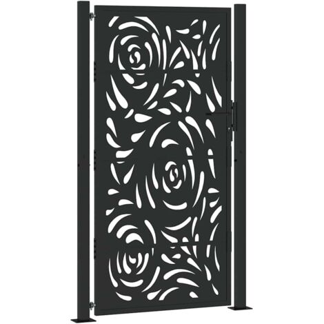 Garden Gate Black 105x180 cm Steel Flame Design vidaXL
