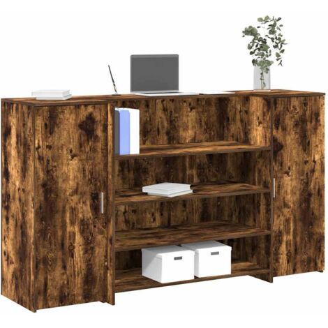 Reception Desk Smoked Oak 180x50x103.5 cm Engineered Wood vidaXL