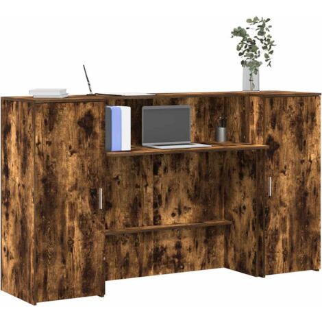 Reception Desk Smoked Oak 180x50x103.5 cm Engineered Wood vidaXL