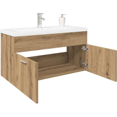 Sink Cabinet with Built-in Basin Artisan Oak Engineered Wood vidaXL