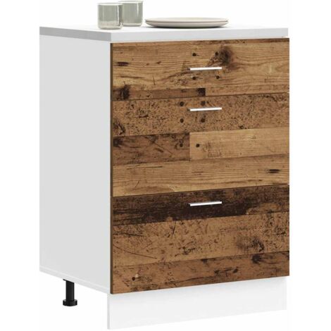Kitchen Base Cabinet Lyon Old Wood Engineered Wood vidaXL