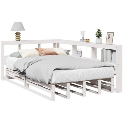 Bookcase Bed without Mattress White 120x200cm Solid Wood Pine vidaXL (1/5)