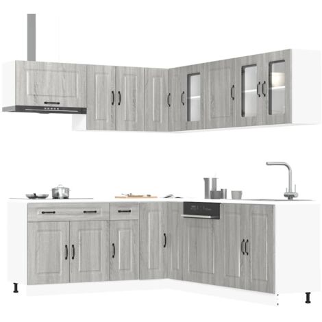 11 Piece Kitchen Cabinet Set Kalmar Grey Sonoma Engineered Wood vidaXL