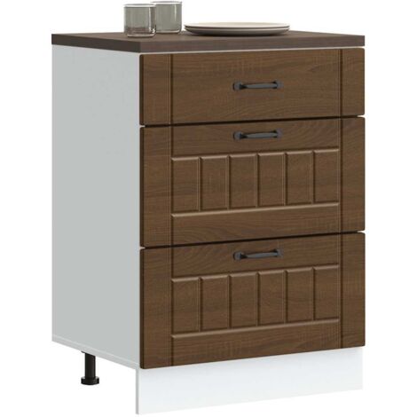 Kitchen Base Cabinet Lucca Brown Oak Engineered Wood vidaXL